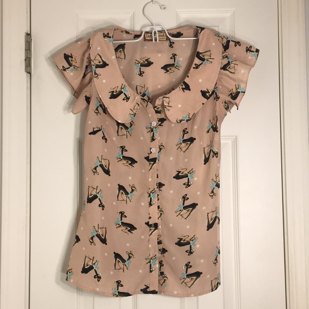 Pink Deer Print Blouse
